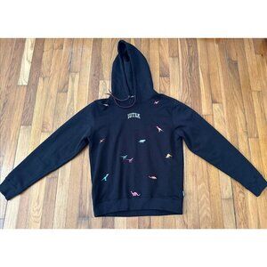 Iuter Made In Italy Men's Hoodie Black Dino Park Size S